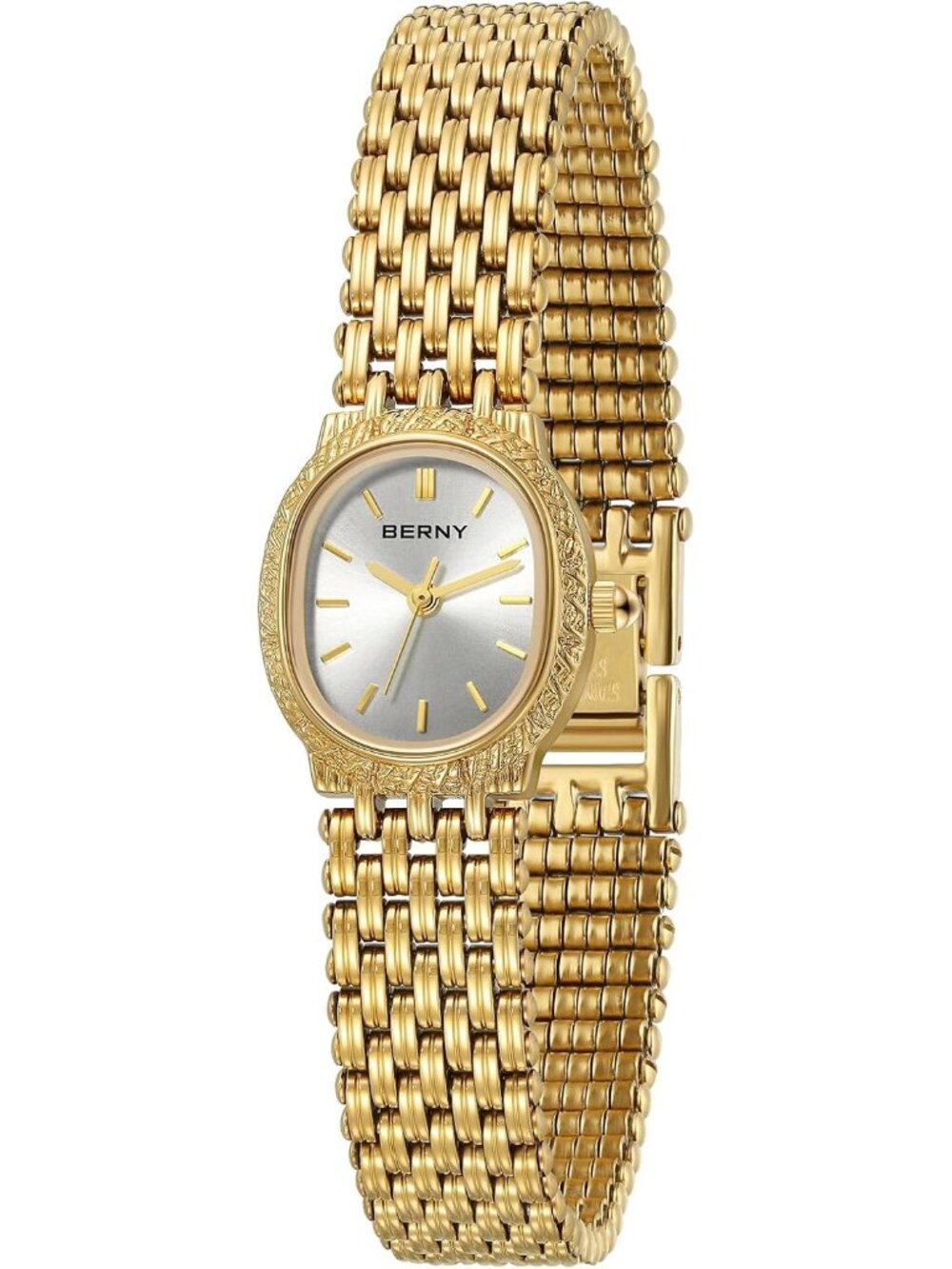 Womens Off White Vintage Gold Dainty Bracelet Jewelry Clasp Quartz Wristwatch